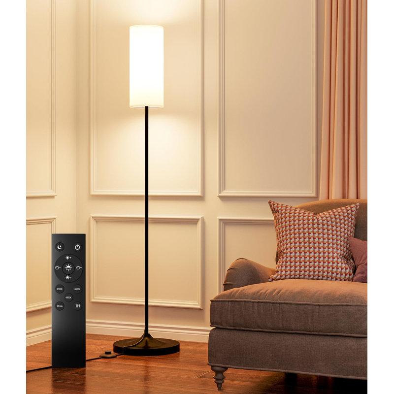 Dimmable Standing Lamps With Foot Switch Remote Custom Color Temperature Black Pole Lamp With Lampshade 12W Led Bulb Tall Lamps